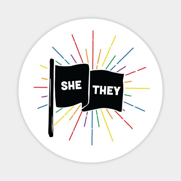 She/They Pronouns Retro Flag Magnet by lavenderhearts